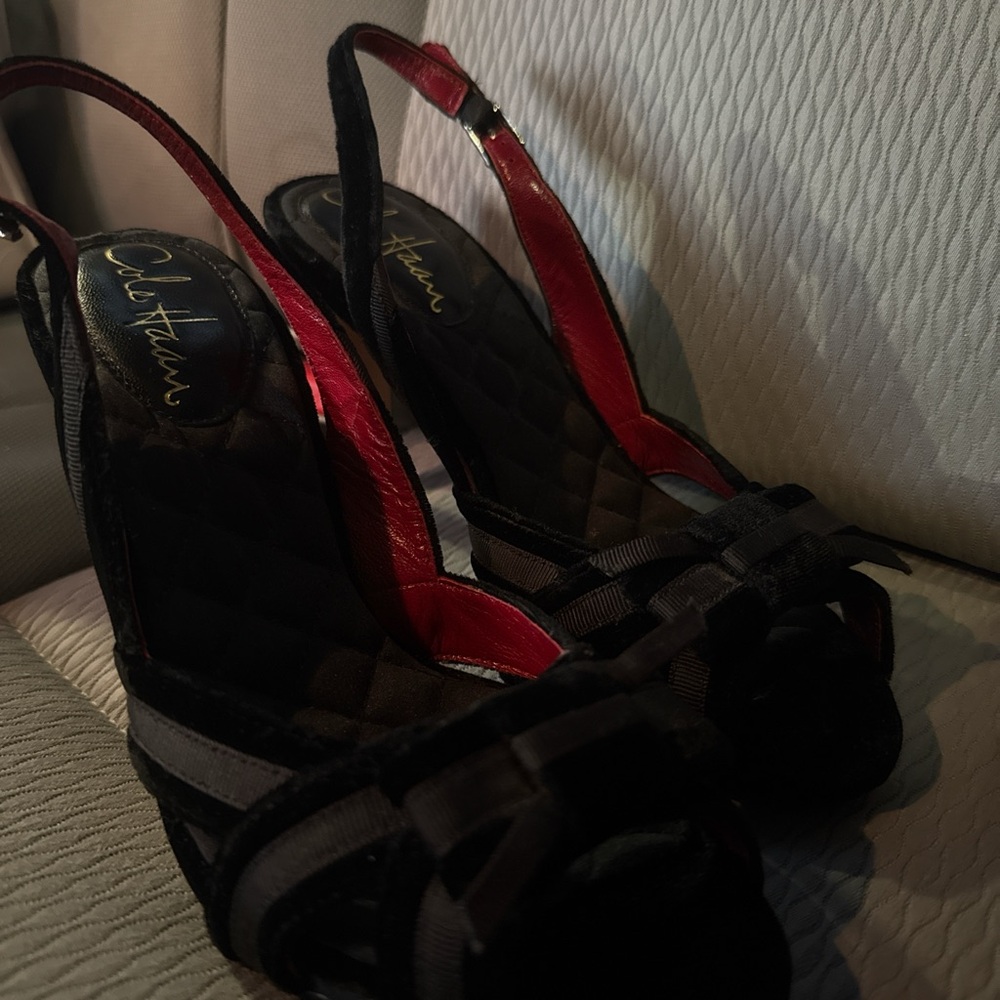 Cole Haan Black and Red Slingback Heels